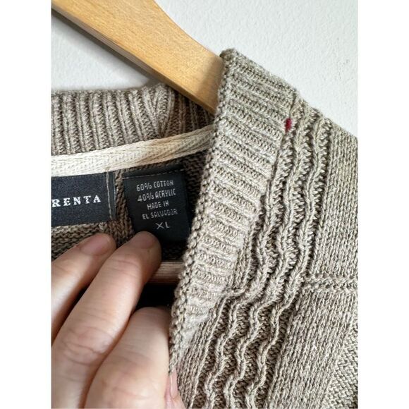 Vintage Oscar de la renta tan grandpa core knit sweater sz XL - Picture 6 of 7